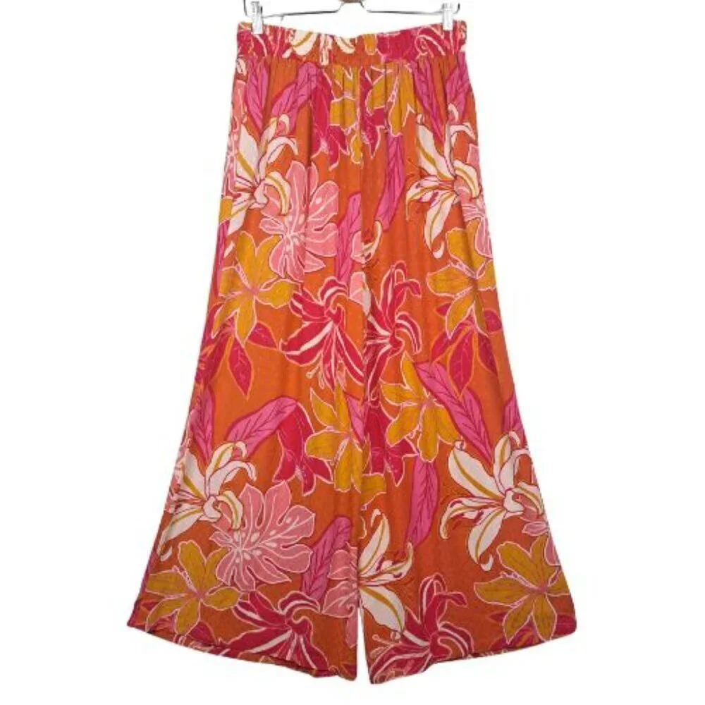Rachel Roy Tropical Wide Leg Pull On Resort Pants - Picture 3 of 9